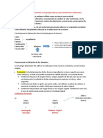 Los Aditivos Alimentarios en La Preparación y Conservación de Los Alimentos