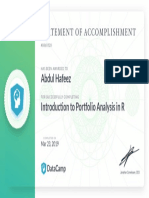 Abdul Hafeez Introduction To Portfolio Analysis in R: Completed On