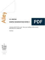 Alleyn's School 11+ Maths Sample Examination Paper 2