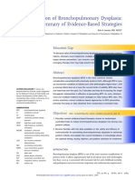 Prevention of Bronchopulmonary Dysplasia A Summary of Evidence Based Strategies