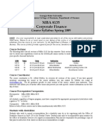 MBA 8135 Corporate Finance: Course Syllabus Spring 2009