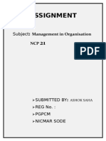 Assignment: Management in Organisation NCP