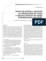 Prevalencia de Bulimia y Anorexia en Adolescentes de Tunja