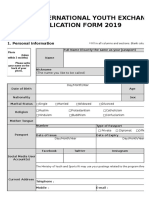 International Youth Exchange Aplication Form 2019