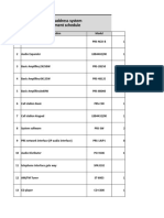 Public Address System Equipment Schedule