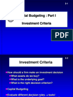 Capital Budgeting: Part I Investment Criteria