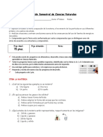 Evaluación Semestral de Ciencias Naturales