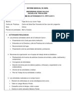 Informe Mensual de Practicas Pre Profesionales