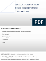 Experimental Studies On High Perfirmance Concrete Using Metakaolin