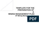 Template For The Preparation of A Mining Management Plan