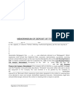 Memorandum of Deposit of Title Deeds