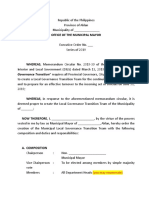 Sample EO On Creation of Local Governance Transition Team