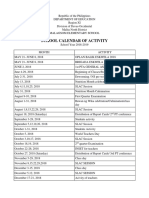 School Calendar of Activity