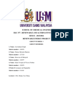 School of Chemical Engineering Ekc 377 - Renewable and Alternative Energies SEM II - 2015/2016 Renewable Energy Project