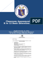 Classroom Assessment in The K To 12 Basic Education Program