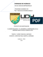 El Marketing Móvil y Desarrollo Empresarial en La Empresa SHACTA SOUR, Huánuco 2019.