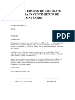 Aviso de Término de Contrato de Trabajo Vencimiento de Plazo Convenido