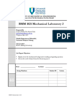 BMM 1821 Mechanical Laboratory 2: Faculty of Mechanical Engineering