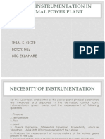 Role of Instrumentation in Thermal Power Plant: Tejal K. Gote Batch: N62 NTC Eklahare