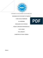 University of Management and Technology: Determinants of Poverty in Pakistan