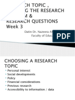 Week 3 and 4 Topic, Research Problems, RQ and Types of Research