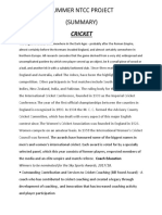 Summer NTCC Project (Summary) : Cricket