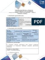 Guía de Actividades y Rúbrica de Evaluación - Tarea 1 - Aritmético Analítico