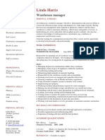 Warehouse Manager CV Template PDF