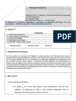 PREREPORTE 8. - Preparación y Reacciones de Elementos Del Grupo 16 y Sus Compuestos. - Obtención Del SO2 Y Síntesis Del Ditionato Bárico