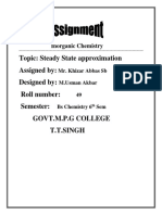 The Steady State Approximation Is A Method Used To Estimate The Overall Reaction Rate of A Multi