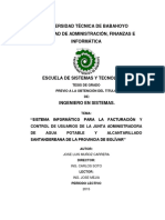 Sistema Informático para La Facturación y Control de Usuarios de La Junta Administradora de Agua Potable y Alcantarillado Santandereana de La Provincia de Bolívar