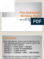 The Academic Writing Style Intro. Act.