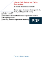 Lesson 1.1. Introduction To Conic Sections and Circles Time Frame: 4 One-Hour Sessions