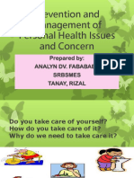 Prevention and Management of Personal Health Issues and