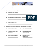 Algebra Worksheet A: A Is Halved, Then 9 Is Added