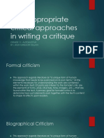 Uses Appropriate Critical Approaches in Writing A Critique