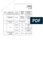 Inspection Checklist: S.No Components Class Type of Check Quantum of Check