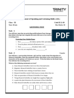 CBSE: Assessment of Speaking and Listening Skills (ASL) : Class - IX Code IX-L-03 Listening Test Task - 1