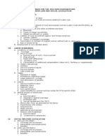 Syllabus For The 2019 Bar Examinations Labor Law and Social Legislation I. General Provisions