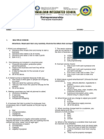 Entrepreneurship: First Quarter Examination