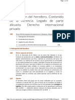 Subrogación Del Heredero. Contenido de La Herencia. Legado de Parte Alícuota. Derecho Internacional Privado