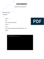 Experiment: / Program To Print The ASCII Equivalent of Any Character