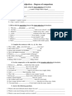 Adjectivesdegrees of Comparisonworksheet