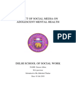 Effect of Social Media On Adolescent Mental Health