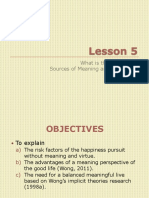 Lesson 5: What Is The Good Life? Sources of Meaning and Happiness