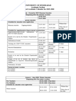 University of Hyderabad Academic Section Revised Academic Calendar For 2019-2020