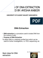 Methods of Dna Extraction Presented By: Ayesha Kabeer: University of Gujrat Sialkot Subcampus