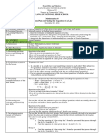 Mathematics 8 Lesson Plan On Finding The Equation of A Line: Republika NG Pilipinas