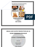 Bread and Pastry Production (NC II) Work Immersion Program: Teacher'S Training Module