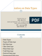 A Presentation On Data Types: MD Rony